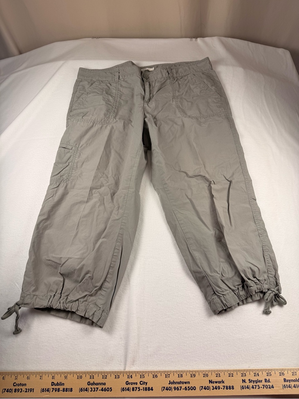 LOFT Light Gray Capri Cargo Pants - Drawstring Hem 317